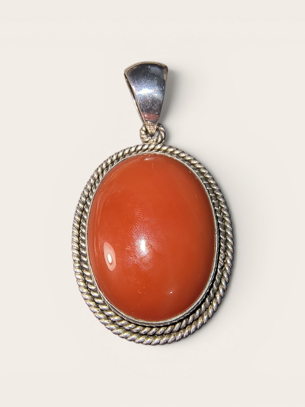 Suarti Bali Very Large Signed Sterling Silver & Carnelian Statement Pendant